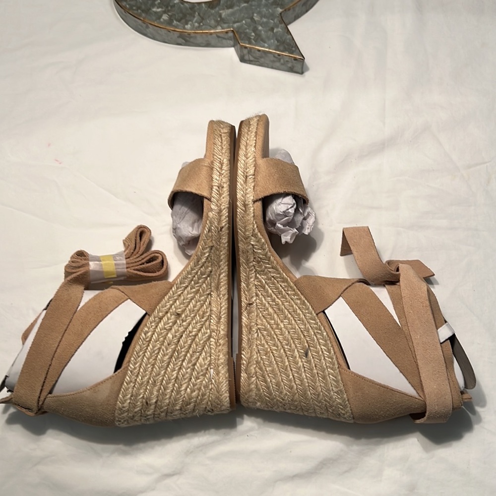 NIB ALDO l Size 10 l LARETTA Espadrilles Wedge Heel Sandals l Natural - Picture 2 of 13